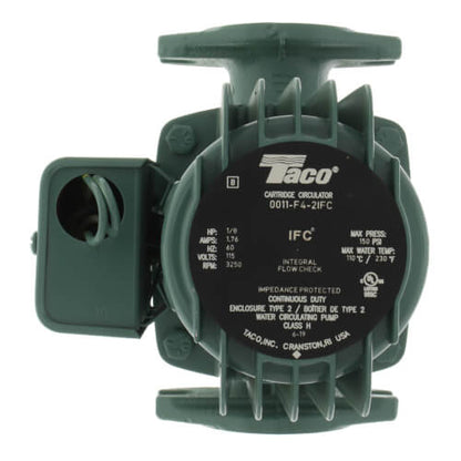 Taco 0011-F4-2IFC - 1/8 HP 0011 Series Cast Iron Circulator Pump with Integral Flow Check, 125 PSI, 115V | Faucet Center