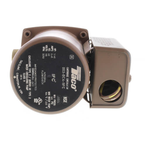 Taco 003-BC4-1IFC - 003 Series Bronze Circulator Pump with Integral Flow Check Valve (IFC) 1/2" Sweat Connections, 1/40 HP, 115V 