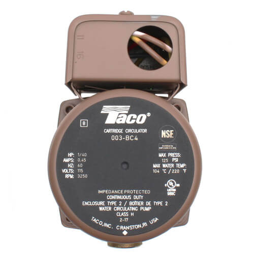 Taco 003-BC4 - 003 Series Bronze Circulator Pump with 1/2" Sweat Connection, 1/40 HP, 115V, 125 PSI 