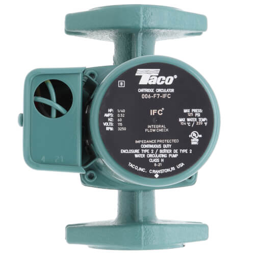 Taco 006-F7-IFC - 006 Series Cast Iron Circulator Pump with Integral Flow Check, 1/40 HP, 115V, 125 Max.PSI 