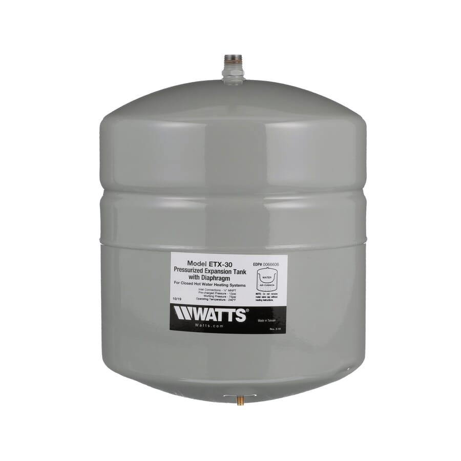 Watts 0066606 : ETX-30 Non-potable Water Expansion Tank, 1/2" MNPT Connection, Tank Volume 4.5 Gallons 