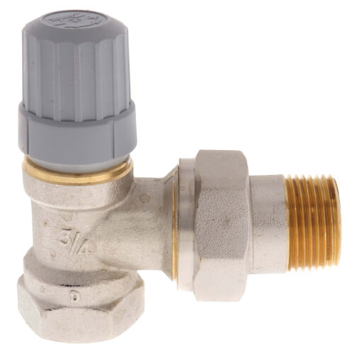 Danfoss 013G8019 3/4" Angle Thermostatic Radiator Valve. RA2000 3/4" Angle valve with FNPT x MNPT union tailpiece 