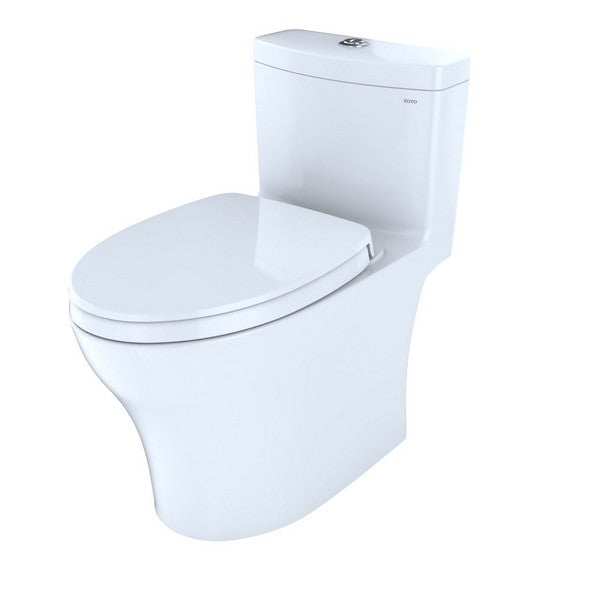 Toto MS646124CEMFGN#01 Aquia IV One-Piece Elongated Toilet with Seat, Universal Height, 1.28 GPF & 0.9 GPF, Cotton White 