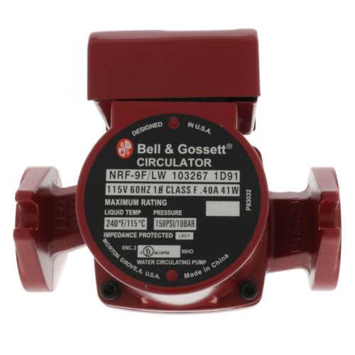 Bell & Gossett 103267 - NRF-9F/LW Red Fox Cast Iron Circulator Pump, 1/40 HP, 115V, 150 PSI, Flanged End Connection | Plumbers Center