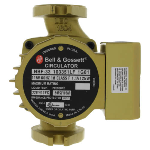 Bell & Gossett 103351LF - NBF-33 Lead Free Bronze Circulator Pump, 1/15 HP, 115V, 1 Phase, Flanged End Connection | Plumbers Center