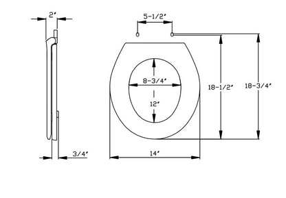 Centoco 1600-001 Residential Elongated Closed Front Top Mount Toilet Seat with Cover in White 