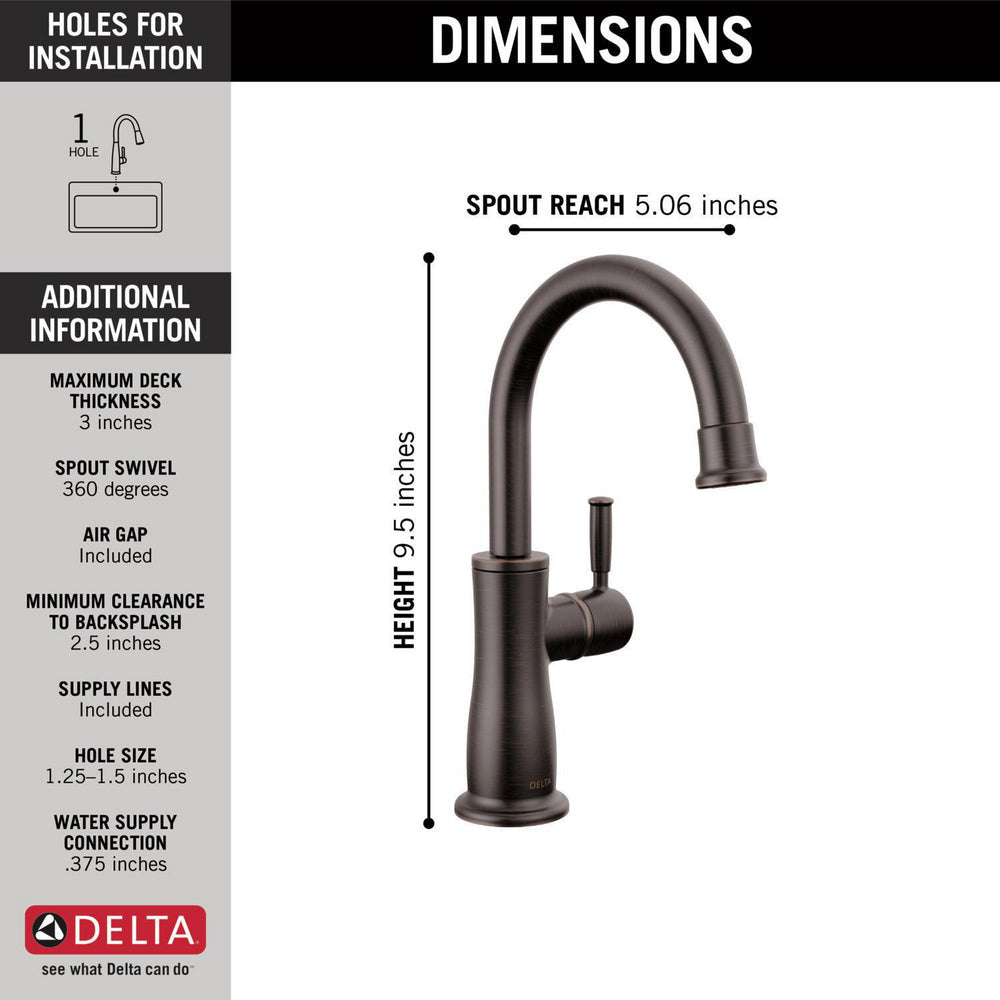 Delta 1960-RB-DST Traditional 1-Handle Deck Mounted Beverage Faucet in Venetian Bronze 