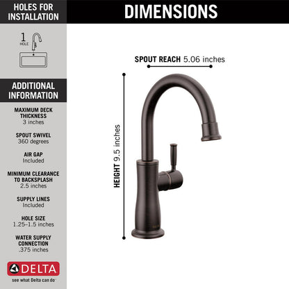 Delta 1960-RB-DST Traditional 1-Handle Deck Mounted Beverage Faucet in Venetian Bronze 