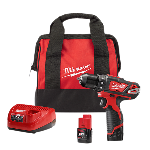 Milwaukee 2407-22 M12 Cordless 3/8” Drill/Driver Kit Complete with Battery, Charger & Carrying Case