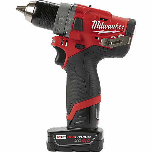 Milwaukee 2504-22 Compact Brushless M12 FUEL 1/2" Cordless Hammer Drill Kit Complete with Batteries, Charger & Case 