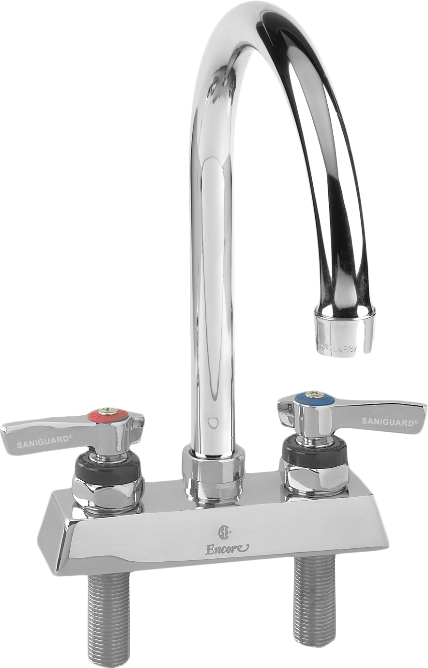 Encore KL41-4002-SE1 - Deck Mounted Workboard Faucet, 4" (102MM) OC Inlets, 6" Gooseneck Spout, Lever Handle, Low Lead 