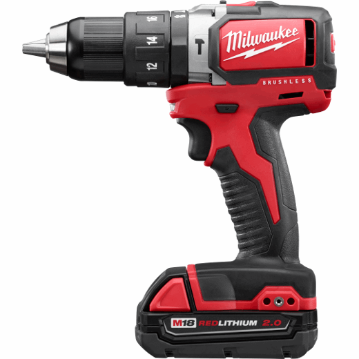 Milwaukee 2702-22CT Cordless M18 1/2" Compact Brushless Hammer Drill/Driver Kit Complete with Battery, Charger and Case