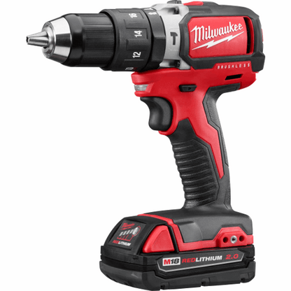 Milwaukee 2702-22CT Cordless M18 1/2" Compact Brushless Hammer Drill/Driver Kit Complete with Battery, Charger and Case