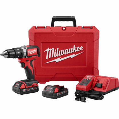 Milwaukee 2702-22CT Cordless M18 1/2" Compact Brushless Hammer Drill/Driver Kit Complete with Battery, Charger and Case