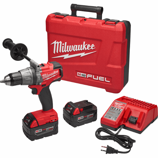 Milwaukee 2704-22 Cordless M18 FUEL 1/2" Hammer Drill/Driver Kit Complete with Battery, Charger & Case