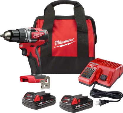 Milwaukee 2801-22CT M18 Compact Cordless Brushless 1/2" Drill Driver Kit with Battery and Charger | Plumbers Center