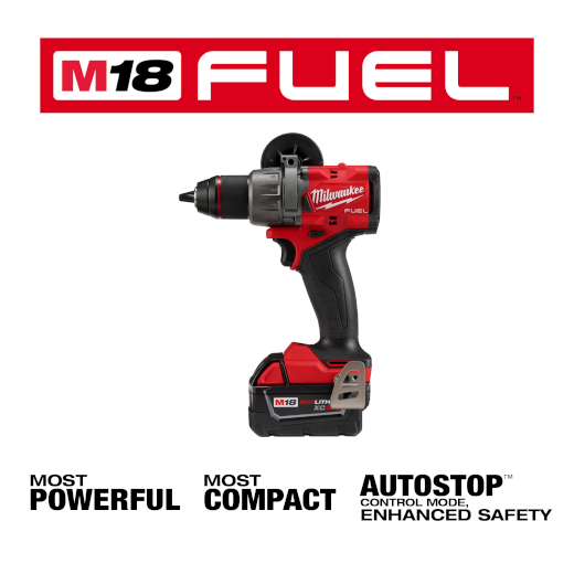 Milwaukee 2903-22 M18 FUEL 1/2" 18V Li-Ion Brushless Cordless Drill/Driver Kit Complete with Batteries, Charger and Carrying Case 