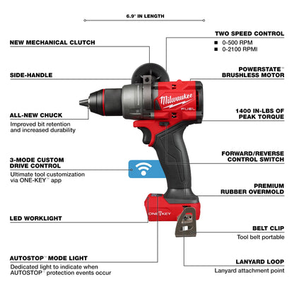 Milwaukee 2905-20 M18 FUEL™ 1/2" Drill/Driver With ONE-KEY 