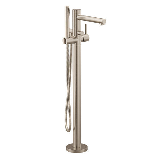 Moen 395BN Align One-Handle Floor Mounted Tub Filler Includes Hand Shower, ADA Compliant, Brushed Nickel 