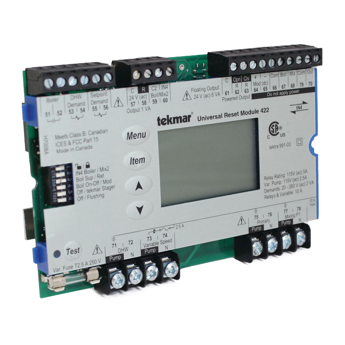 Tekmar 422 Universal Reset Module, Two tN4, Mixing, Boiler, DHW and Setpoint 