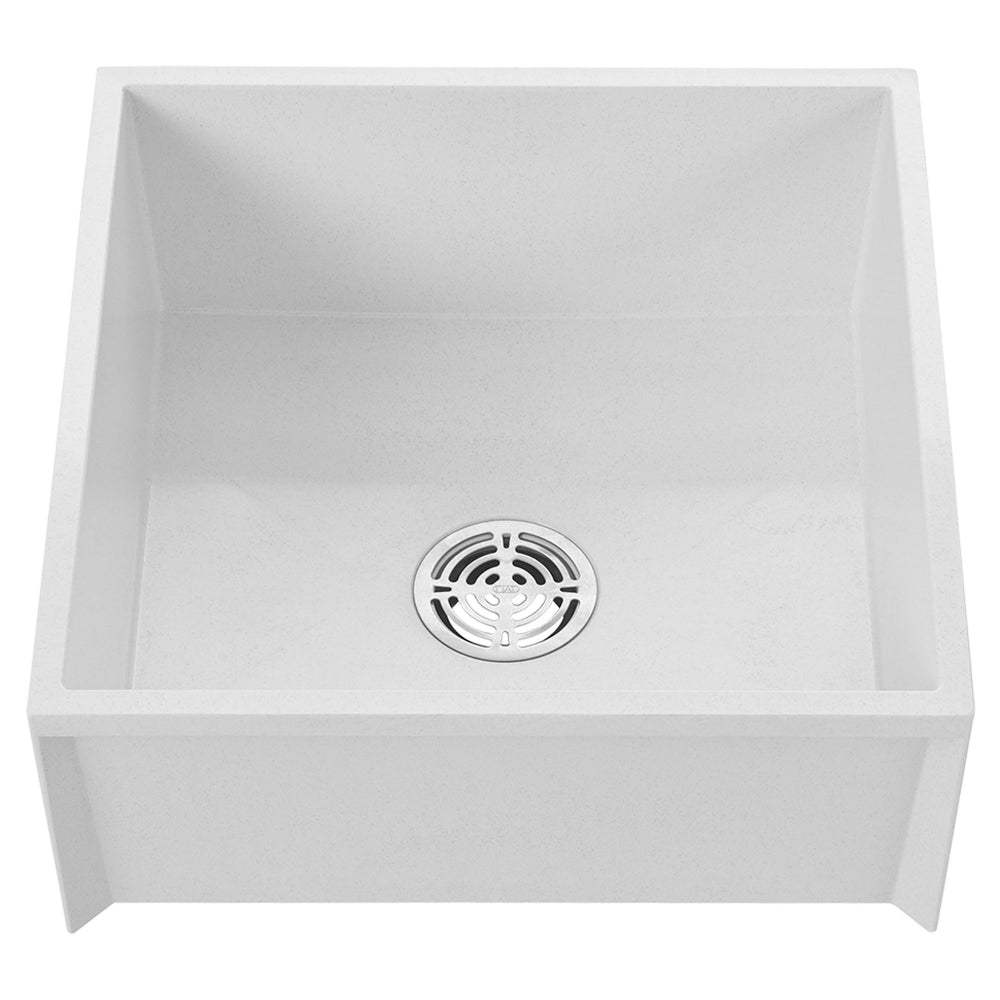 Fiat MSBID2424 24" x 24" Square Molded Stone Mop Service Basin with Integral Drain in White 