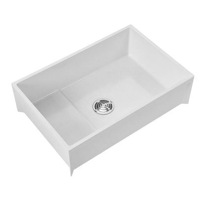 Fiat MSB3624100 36" X 24" Modesto Rectangular Molded Stone Mop Service Basin, 10" Deep, White 