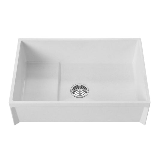 Fiat MSB3624100 36" X 24" Modesto Rectangular Molded Stone Mop Service Basin, 10" Deep, White | Plumbers Center