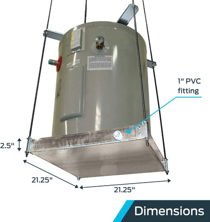 HoldRite 40-SWHP Ceiling Mounted Suspended Quick-Stand Water Heater Platform with 1" CPVC Drain Fitting and Cross Braces, 21-1/4-Inch by 21-1/4-Inch 