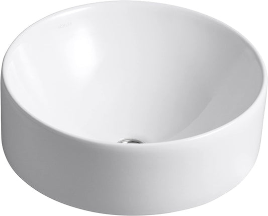 Kohler K-14800-0 Vox Round Vessel Countertop Bathroom Sink, White | Plumbers Center