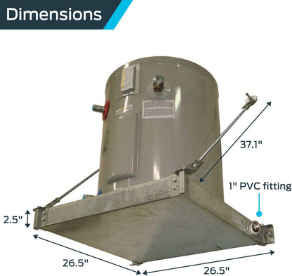 HoldRite 50-SWHP-W Wall Mounted Suspended Quick-Stand Water Heater Platform with Drain Pan and 1-Inch PVC Drain Fitting, 26-1/2-Inch by 26-1/2-Inch 