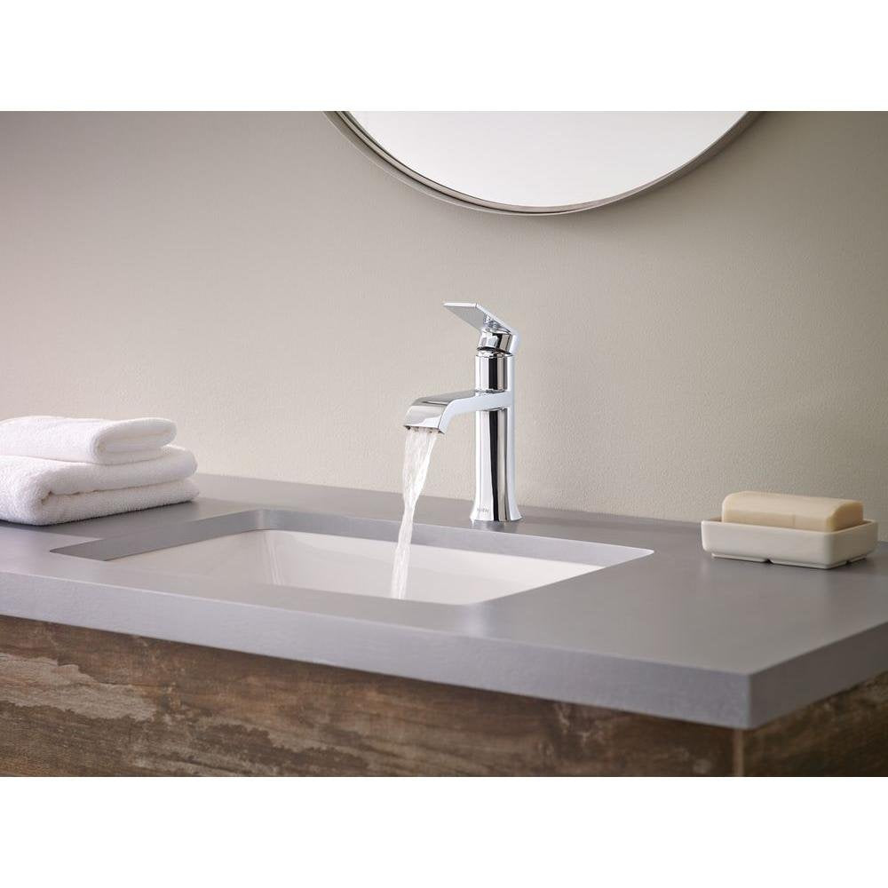 Moen WS84760 Genta Single-Handle, 1-Hole Mount Bathroom Faucet in Chrome 