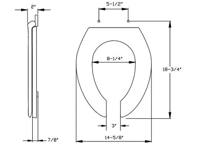 Centoco 620-001 Commercial Standard Plastic Elongated Open Front Toilet Seat in White 