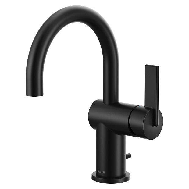 Moen 6221BL Cia Single-Handle High Arc Bathroom Faucet in Matte Black 