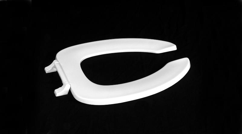 Centoco 630ST-001 Commercial Elongated Open Front Toilet Seat with Commercial Hinges in White | Plumbers Center