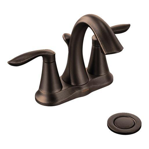 Moen 6410ORB Eva 2-Handle High Arc Centerset Bathroom Faucet in Oil Rubbed Bronze 