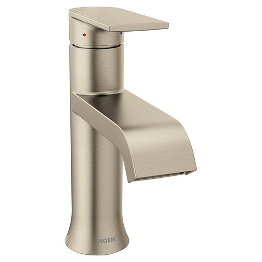 Moen 6702BN - Genta LX 1-Handle High Arc Bathroom Faucet with Deck Plate and Metal Pop-up Drain Assembly, Brushed Nickel 