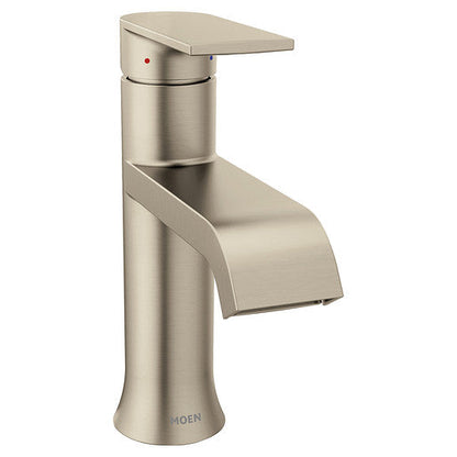 Moen 6702BN - Genta LX 1-Handle High Arc Bathroom Faucet with Deck Plate and Metal Pop-up Drain Assembly, Brushed Nickel 