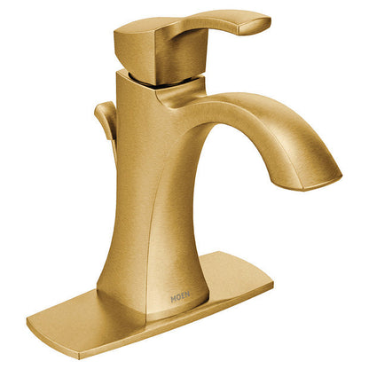 Moen 6903BG Voss Single-Hole Mount, Single-Handle High Arc Bathroom Faucet in Brushed Gold 