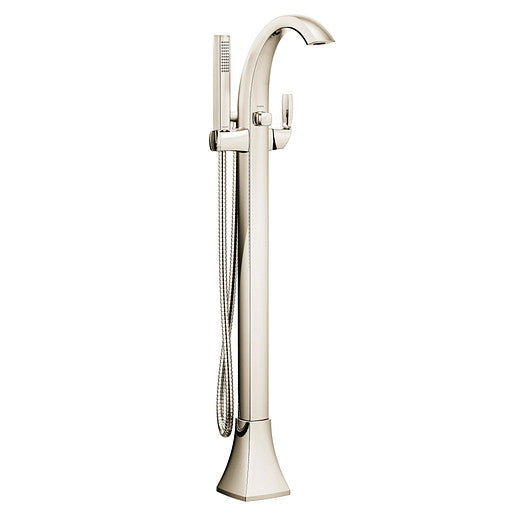 Moen 695NL Voss Free-Standing One-Handle Tub Filler with Handheld Shower, Polished Nickel 