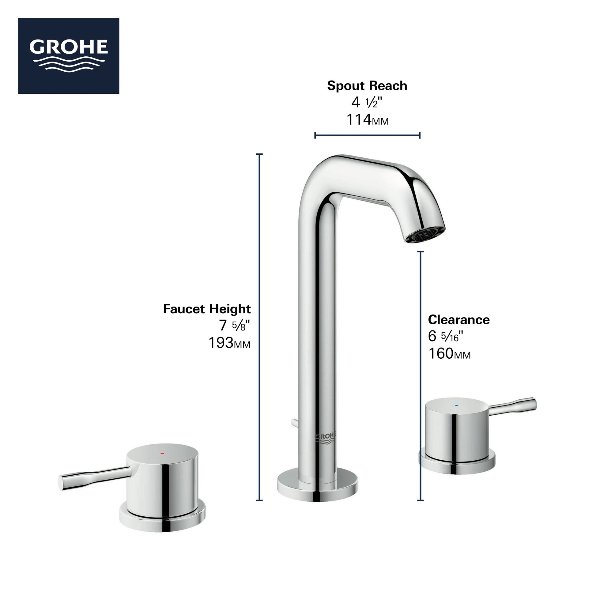 Grohe 2029700A Essence 8" Widespread 2-Handle Bathroom Faucet,1.2 GPM, StarLight Chrome 