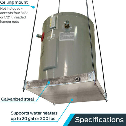 HoldRite 30-SWHP-M Ceiling Mounted QuickStand Water Heater Platform, 20-Gallon, Aluminum 