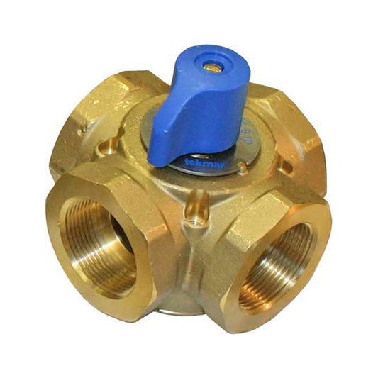 Tekmar 723 Brass 4-Way Mixing Valve with 1 1/2" FNPT Connection Ends 