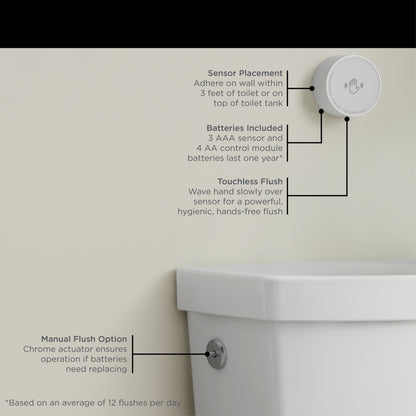 American Standard 240AA709.020 Estate Touchless Skirted Two-Piece Toilet, 1.28 GPF/4.8 LPF, Right Height Elongated With Seat, ADA Compliant, White