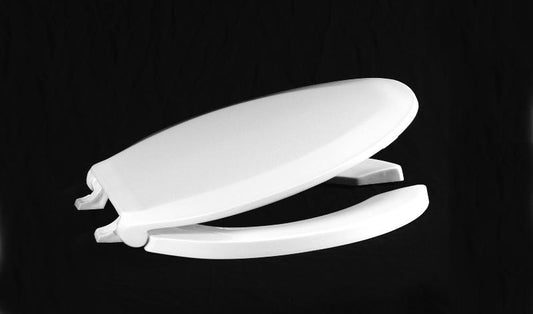 Centoco 820STS-001 Elongated Plastic Toilet Seat, Open Front with Cover and Stainless Steel Hinges, Heavy Duty Commercial Use, White | Plumbers Center