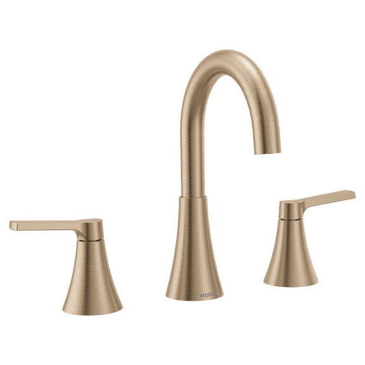 Moen 84312BZG Mikah Two-Handle High Arc Bathroom Faucet, Bronzed Gold