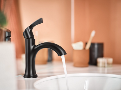 Moen 84466BL Korek Centerset Single-Handle, 1-Hole Mount Bathroom Faucet in Matte Black