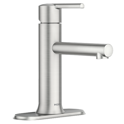 Moen 84770SRN Arlys Single-Handle Bathroom Faucet with Deck Plate in Spot Resist Brushed Nickel 