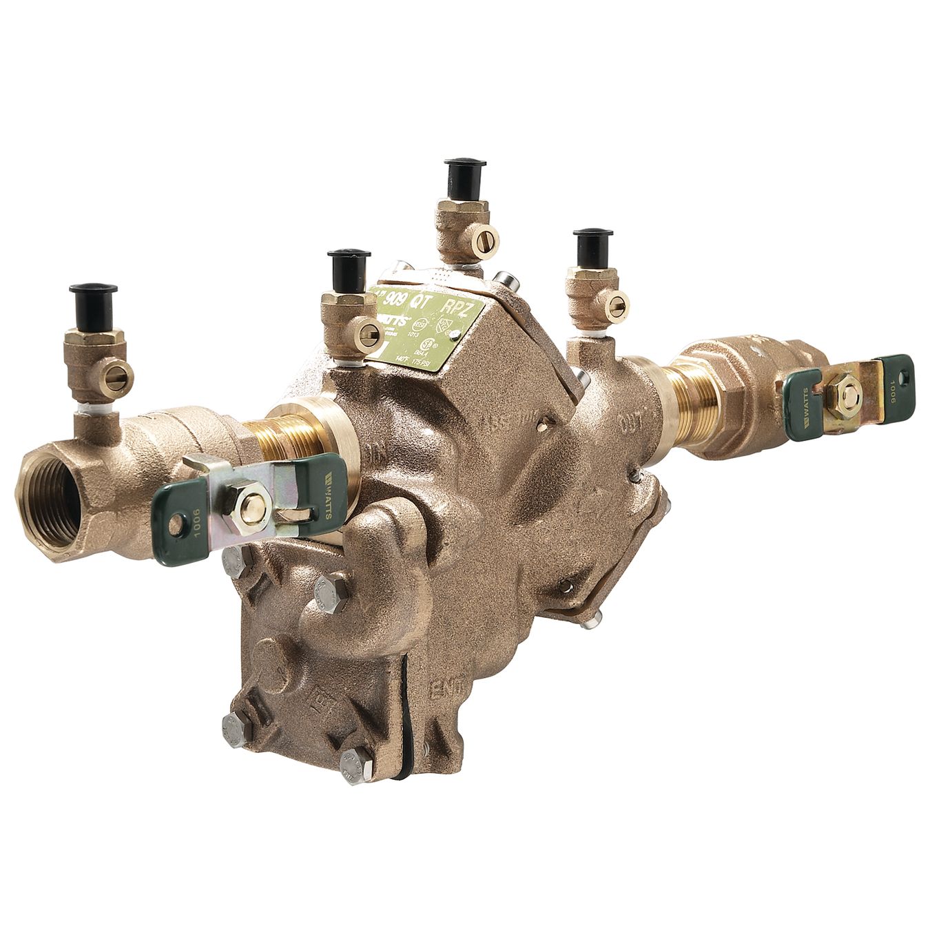 Watts 0792031 LF909-QT-HW 3/4" Lead Free Silicon Bronze Reduced Pressure Zone Backflow Preventer Assembly with Quarter Turn Shutoff and Stainless Steel Check Module