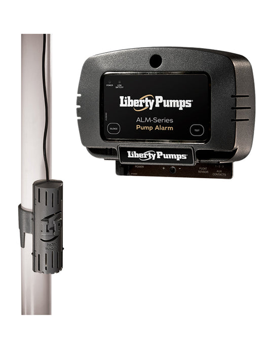 Liberty Pumps ALM-P1 - 115V Indoor Alarm with Snap on Sensor, Includes 9V battery, Sensor Probes Clamp to 1-1/4" or 1-1/2" Pipe, Horn/Indicator Light, Aux Contacts | Plumbers Center