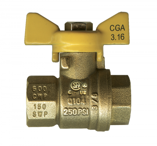 Fairview BVT2103-D 1/2" FNPT Forged Brass Gas Ball Valve, 600 WOG,FULL PORT,CGA 3.16, T-HANDLE.